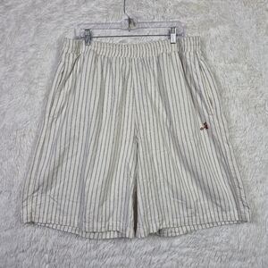 Awake NY KITH Mens XL Ivory Striped Cotton Drawstring Shorts Streetwear Baggy
